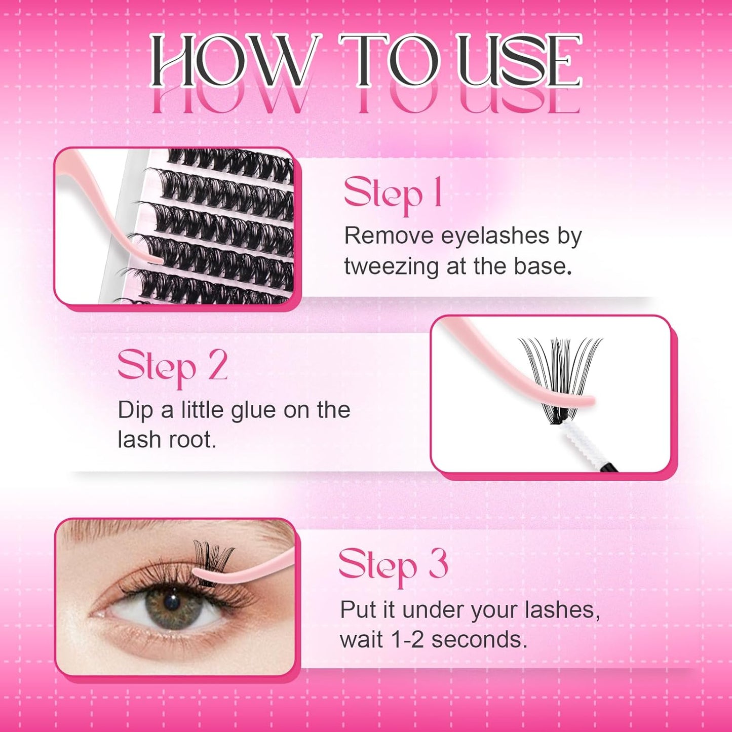 Cluster Lashes D Curl Lash Clusters ? Pcs Lash Extension Clusters Individual Lashes Soft DIY Eyelash Extensions Mixed Tray Eyelash Clusters Natural Look (50D-0.07D, 8-16mm)