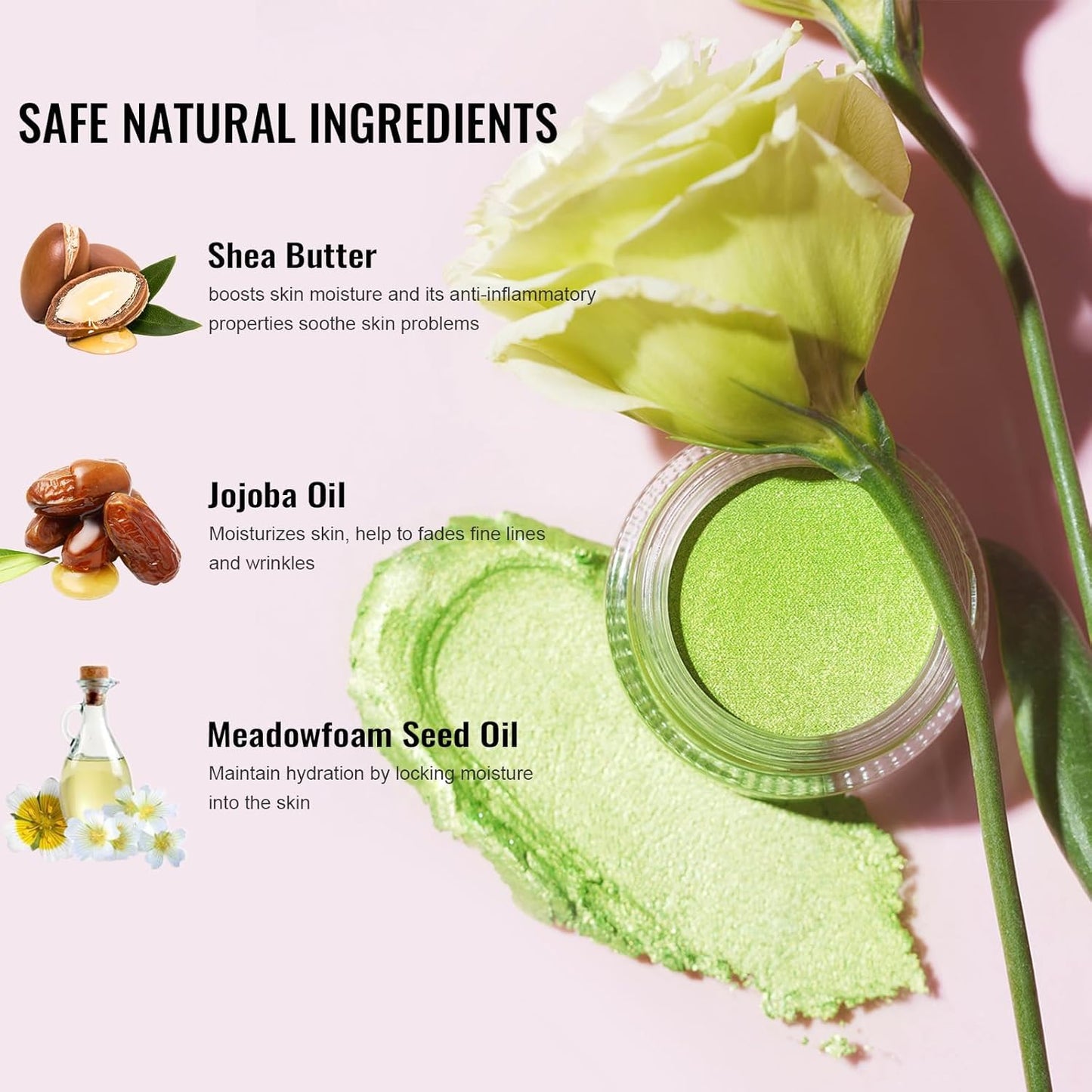 Oulac Cream Eyeshadow also for Highlighter Large Capacity Highly Pigmented Eye Shadow Waterproof &Long Lasting with Moisturizing Formula, Shimmer Glitter Eye Makeup Set 3