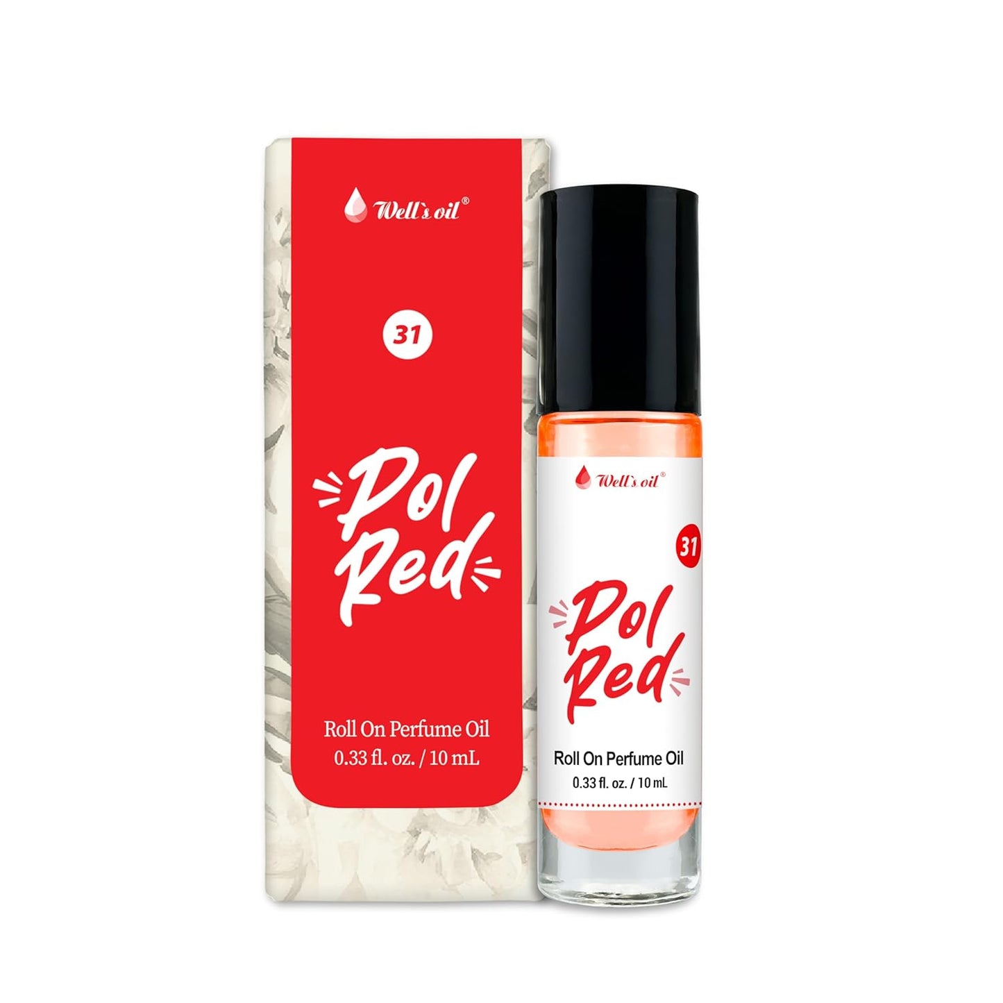 Well's Oil Roll-On Perfume Oil (Pol Red) | Citrus & Woody Notes | Long-Lasting | Paraben-Free | 0.33 Fl Oz / 10 ml