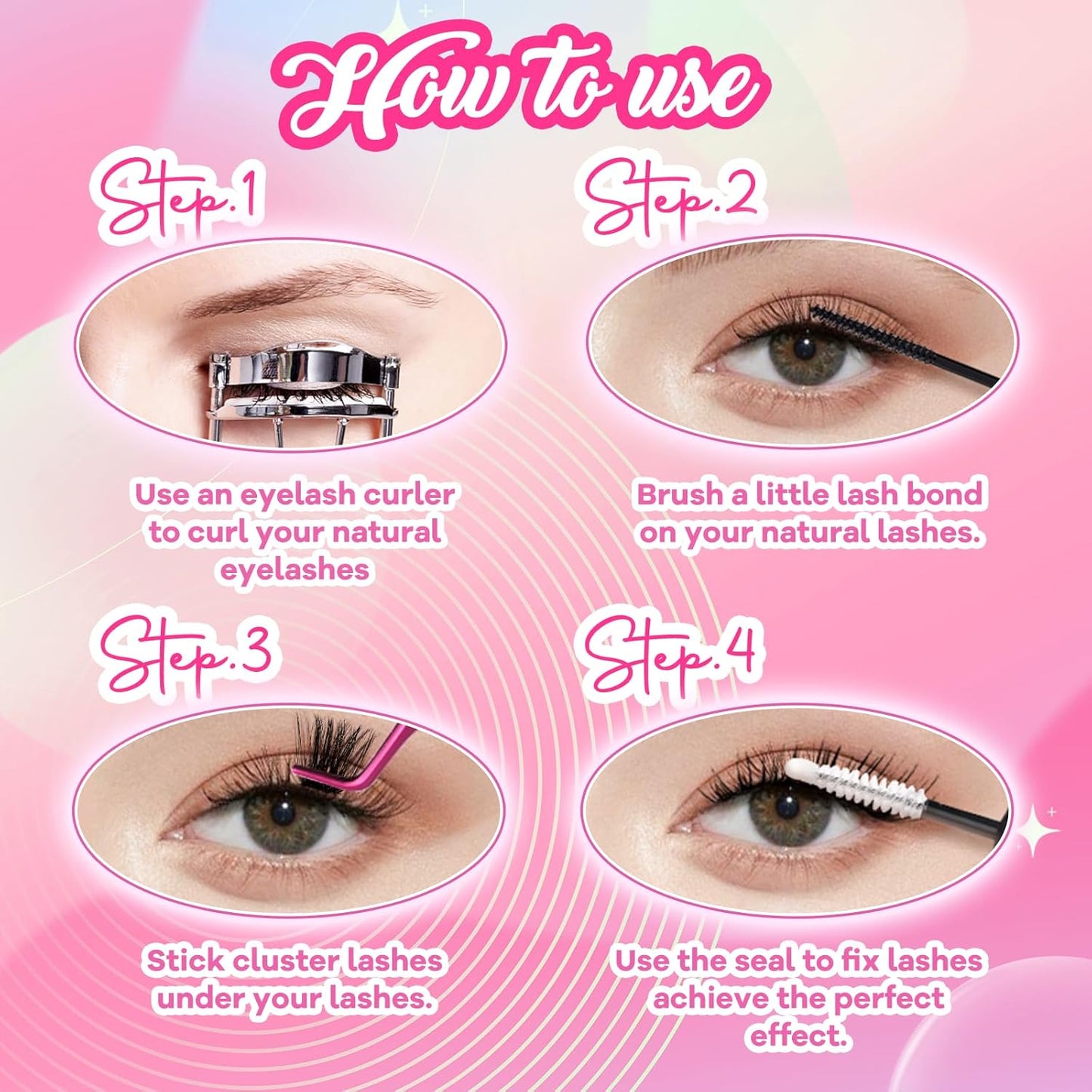 Cluster Lashes 200 D Lash Clusters D Curl 8-16mm Lash Extension Clusters Individual Lashes Soft DIY Eyelash Extensions Mixed Tray Eyelash Clusters Natural Look (200D-0.07D, 8-16mm)