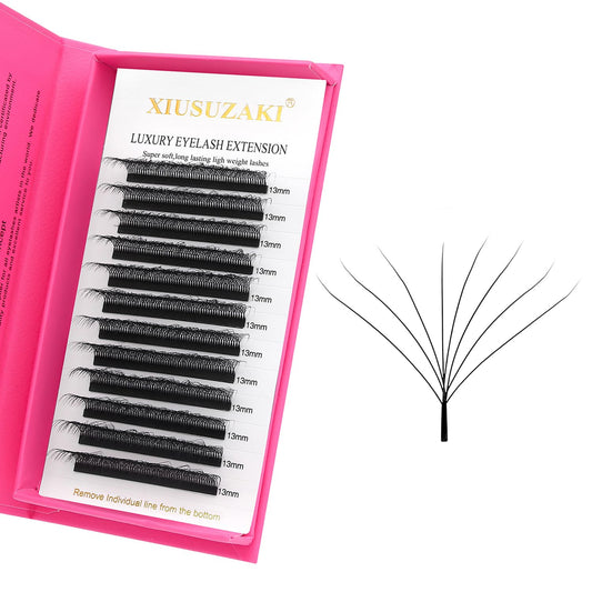 W Lash Extensions Supplies 8D Eyelash Extensions W Shape 0.07mm Thickness C Curl 15mm Premade Fans Easy Fan Lashes Volume Matte Black 12 Rows Crisscross Eye Lashes(W-8D-0.07-C,15mm)