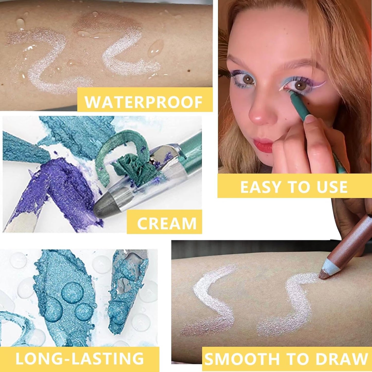 Rose Gold Eyeshadow Stick, Highlighter Eye Liner,Eye Brightener Stick, Shimmer Creamy eye shadow, Waterproof Eyeshadow Pencil Long Lasting Eye Shadow Makeup.#6 rose gold shimmer