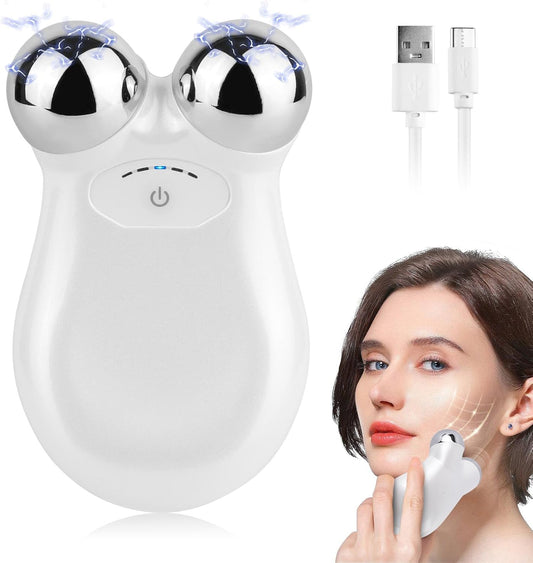 Microcurrent Face Device, USB Microcurrent Facial Shaping Tool for Facial Wrinkle Removal and Anti-Aging，Mini Microcurrent Face Lift Device for Face Lifting and Facial Sculpting (White)