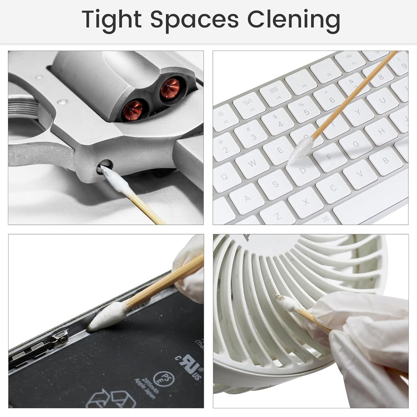 200 PCS 6-Inch Precision Gun Cleaning Swabs - Lint-Free Bamboo-Handle Cotton Swabs for Gun Cleaning, Makeup & Electronics