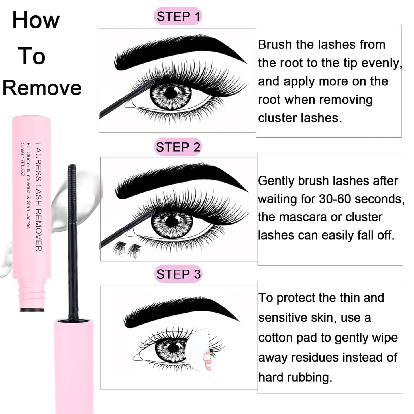 Lash Extension Kit LAUBESS Lash Clusters Kit Cluster Eyelash Extensions Kit Eyelash Clusters Lash Bond and Seal Waterproof Tweezers Brush Lash Glue Remover (Kit 40D-D-Mix9-16(0.05)