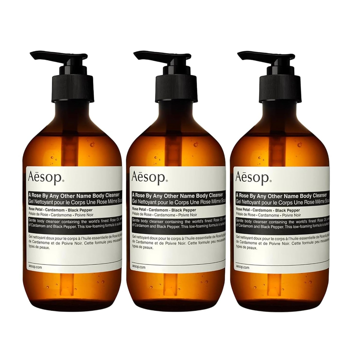 Aesop A Rose By Any Other Name Body Cleanser | Gentle Body Cleanser with Rose Petal Oil & Skin-Softening Botanicals | 16.9 oz / 500mL (Pack of 3)