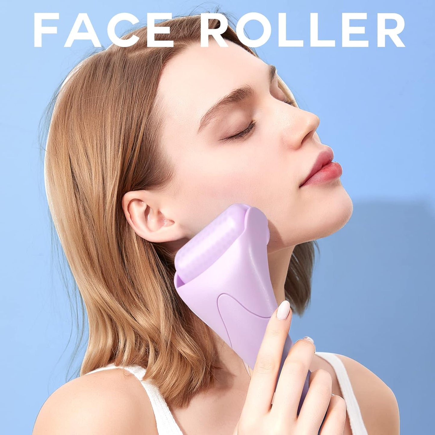 Teenitor Purple Ice Roller for Face, Anxiety Relief Items, Ice Face Roller Skin Care, Cold Roller for Puffiness, Roller Freezer Facial Massager Skin Care Tools