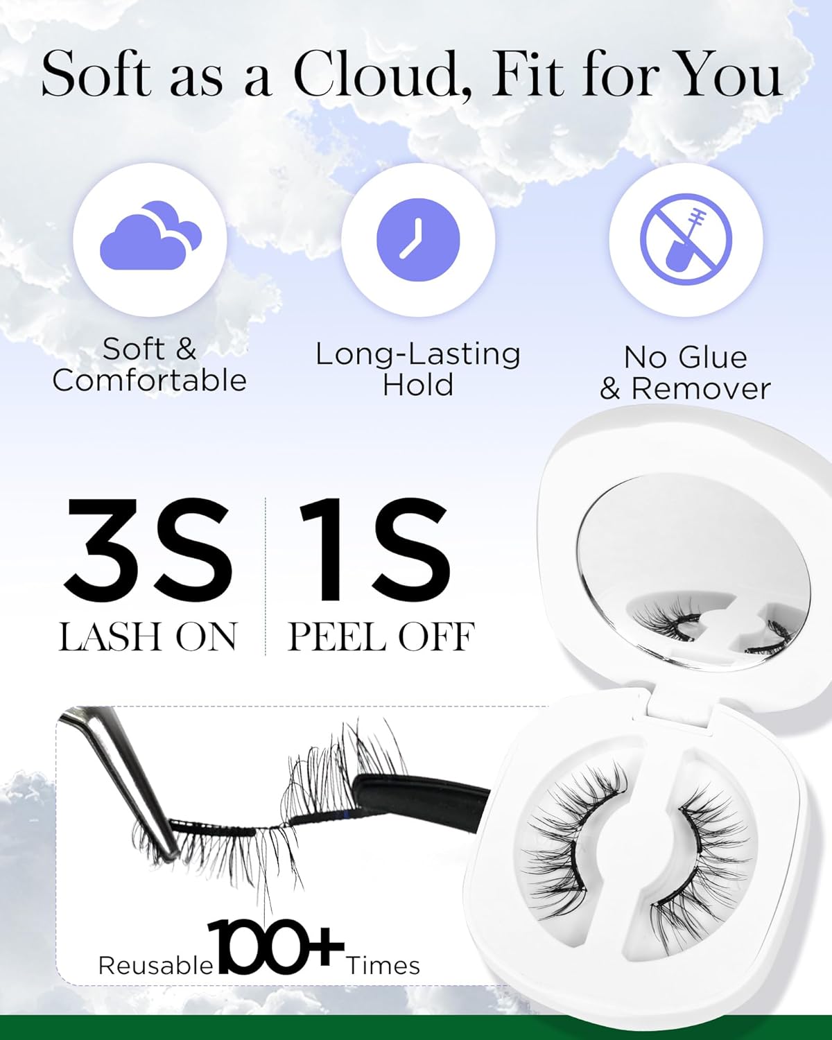 BEYELIAN Magnetic Eyelashes with Applicator Kit, Reusable Natural Look False Lashes, No Glue Needed Soft Magnetic Lashes for Eye MAGIC-27 (Lightweight & Comfortable)