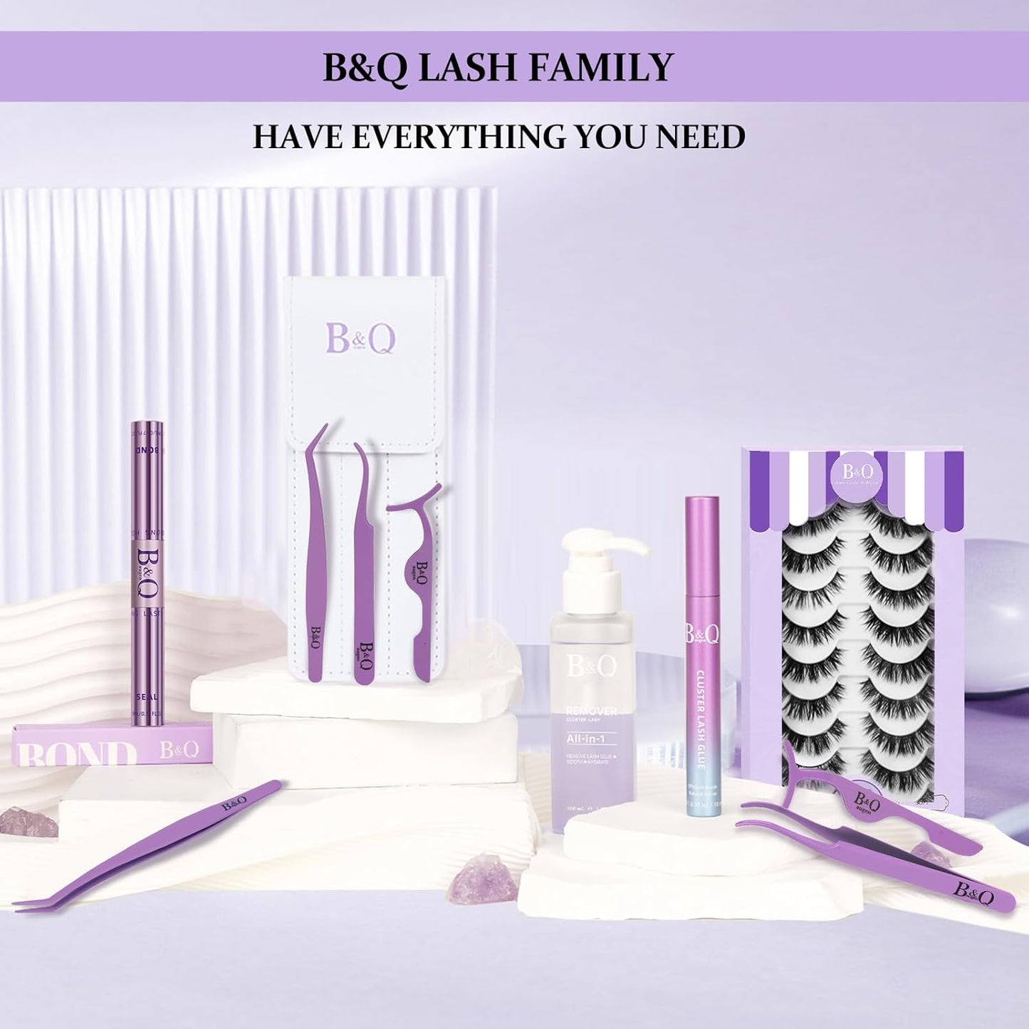 Eyelash Applicator Tool 3 PCS Lash Applicator Tool Kit Lash Tweezers for Eyelash Extensions Application Tool and Removal （Purple,3 PCS）
