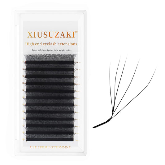 W Lash Extensions 5D Eyelash Extensions W Shape 0.07mm Thickness L Curl 9mm Premade Fans W Lashes Individual Lashes Matte Black 12 Rows False Eyelashes Volume Lashes(W-5D-0.07-L,9mm)