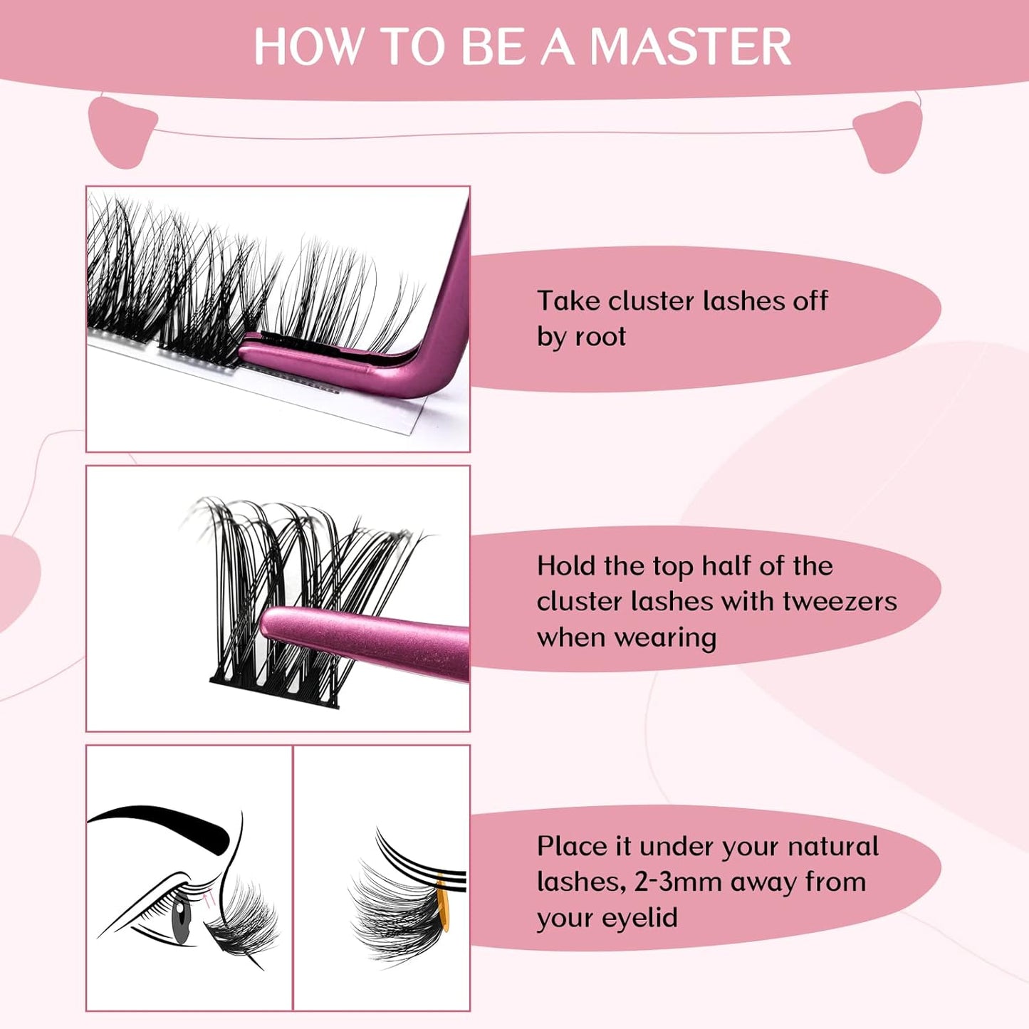 PRO LASHBEAUTY Cluster Lashes 72 Pcs DIY Eyelash Extension Individual Cluster Eyelashes Tender Style Self-Application Fluffy Super Thin Band Reusable Soft & Comfortable (Tender-D-12mm)