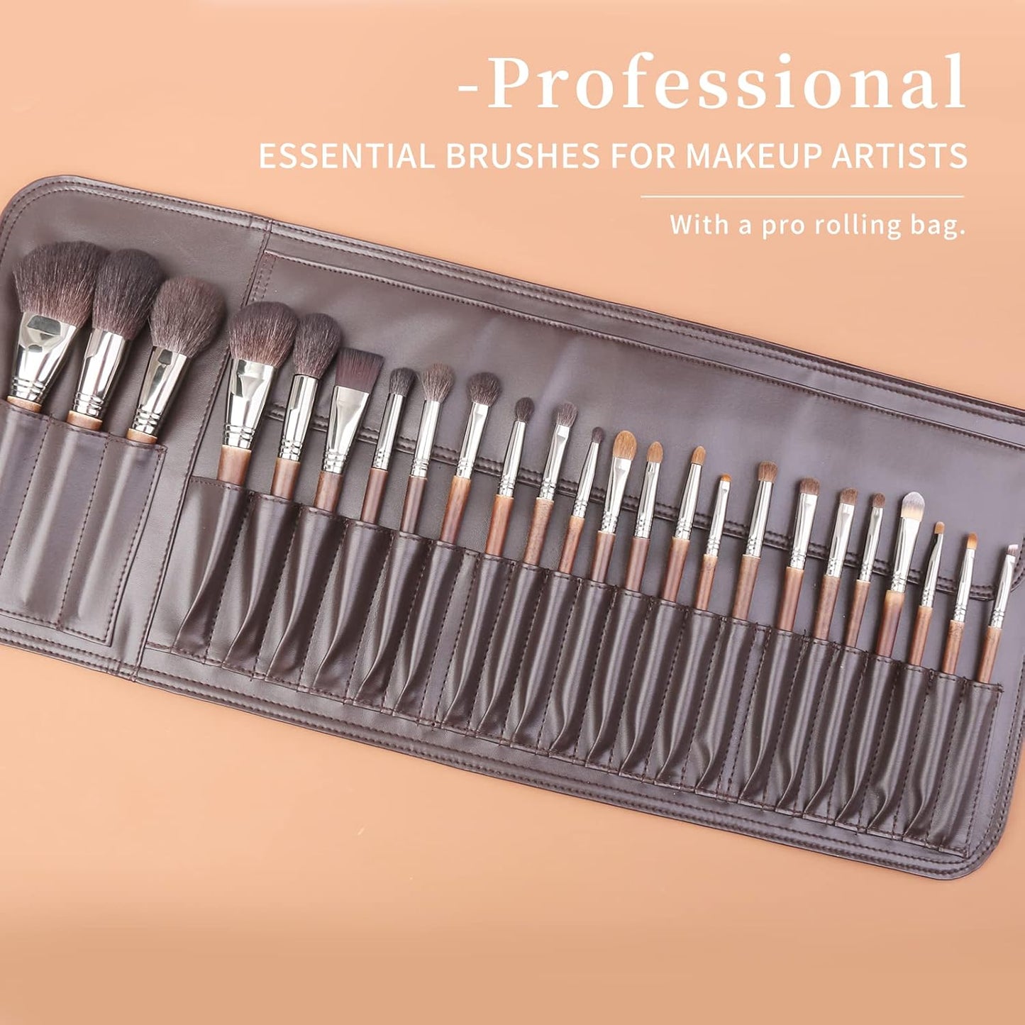 Deluxe Natural Goat Hair Makeup Brush Set with Case, Luxury ENZO KEN Cosmetic Brushes Makeup Set, Natural Makeup Brushes, Natural Bristle Makeup Brushes, Natural Hair Makeup Brushes Set Professional.