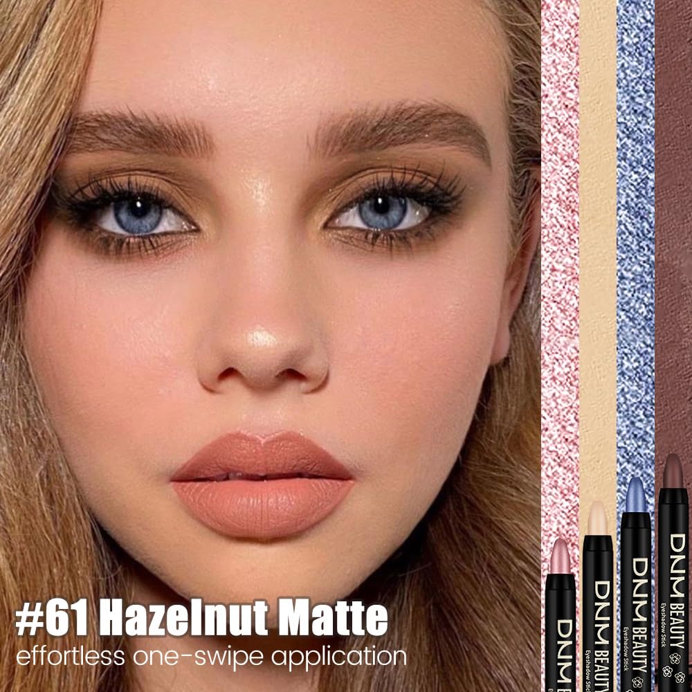 Nude Brown Matte Cream Eye Shadow Stick Makeup for Women, Nude Brown Matte Eyeliner Pencil Eyeshadow Brightener Stick for Eyes, Waterproof Eyeshadow Applicator Blendable sombras para ojos 61#