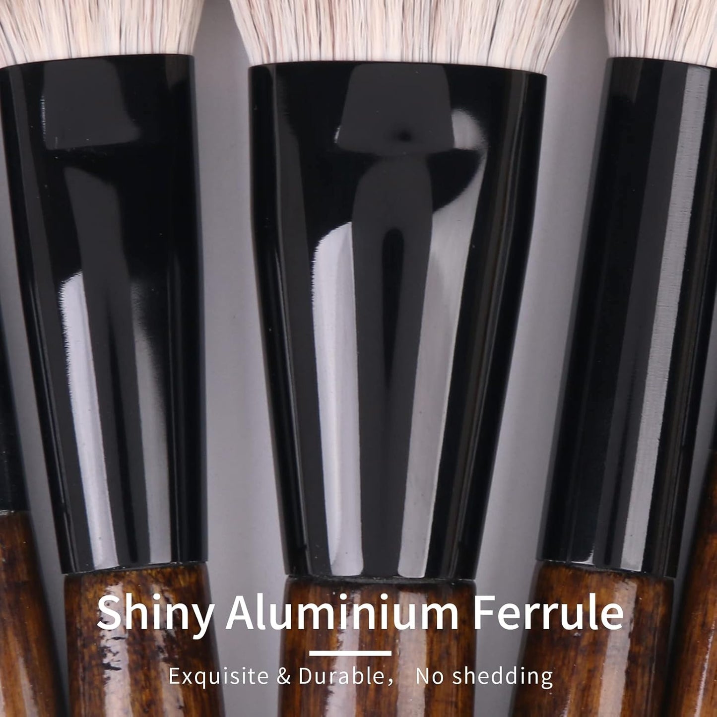 Natural Goat Hair Makeup Brush Set with Case, Natural Makeup Brushes, Natural Bristle Makeup Brushes, Natural Hair Makeup Brushes Set Professional, Walnut Cosmetic Brushes Makeup Set - MONI