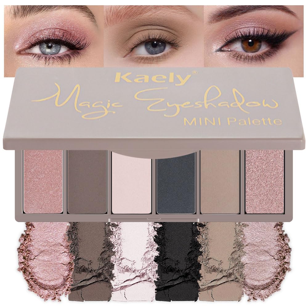 Kaely 6 Color Mini Neutral Eyeshadow Palette Makeup, Highly Pigmented Eye Shadow Palette Waterproof, Natural Matte Shimmer Eye Shadow Palette, paleta de sombras de ojos, Vegan & Cruelty-free, 06