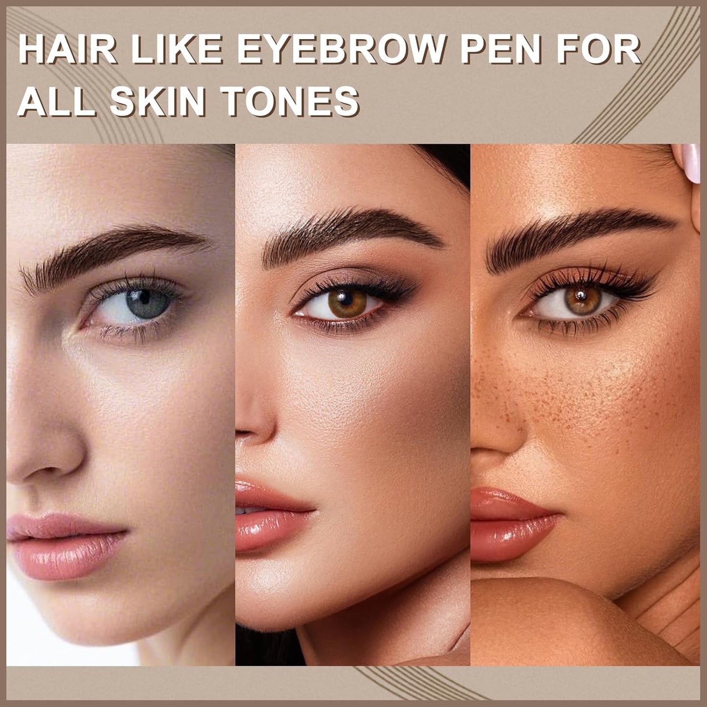 Boobeen 2pcs Waterproof Eyebrow Pen，Dual-Ended Eyeliner Microblading Eyebrow Pencil for Women，Long Lasting Hair-Like Brow Pen with Brow Brush，Dark Brown