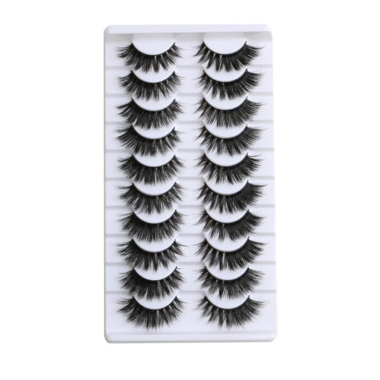 SUNWELL False Eyelashes 16mm Mink Lashes 8D Fluffy Cat Eye Faux Mink Lashes Strip Lashes Soft Reusable Luxury Volume Fake Eyelashes 10 Pairs Pack