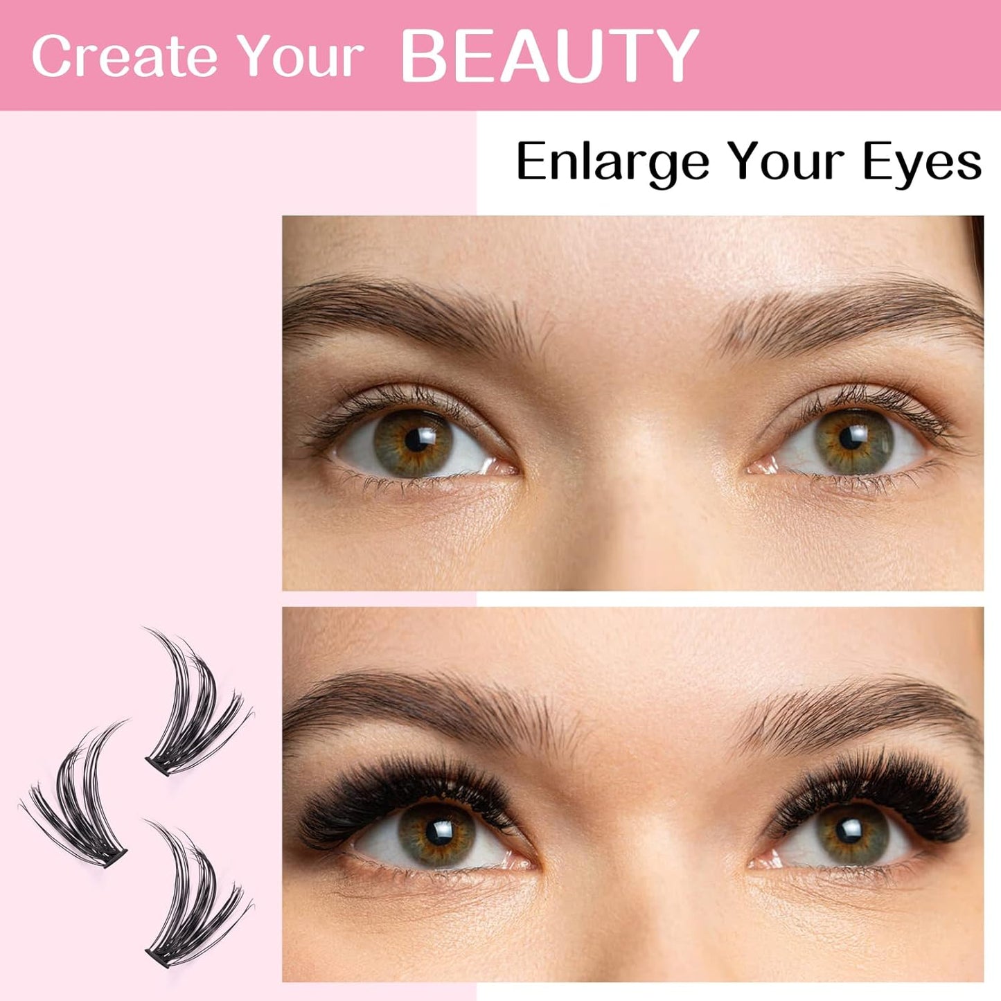 280 Pcs Individual Lashes 30D+40D Mixed Lash Clusters 14 Rows Cluster Lashes that Look Like Eyelash Extensions DIY Lash Extension Self Application At Home (30+40-C-16)