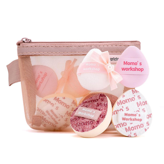 Mini Denim Makeup Sponge Set,Mini Makeup Blenders Sponge for Concealer/Blush/Highlighter, Perfect for Detail Work & Travel,4pcs Pink Mini Concealer Puffs with Travel Pouch