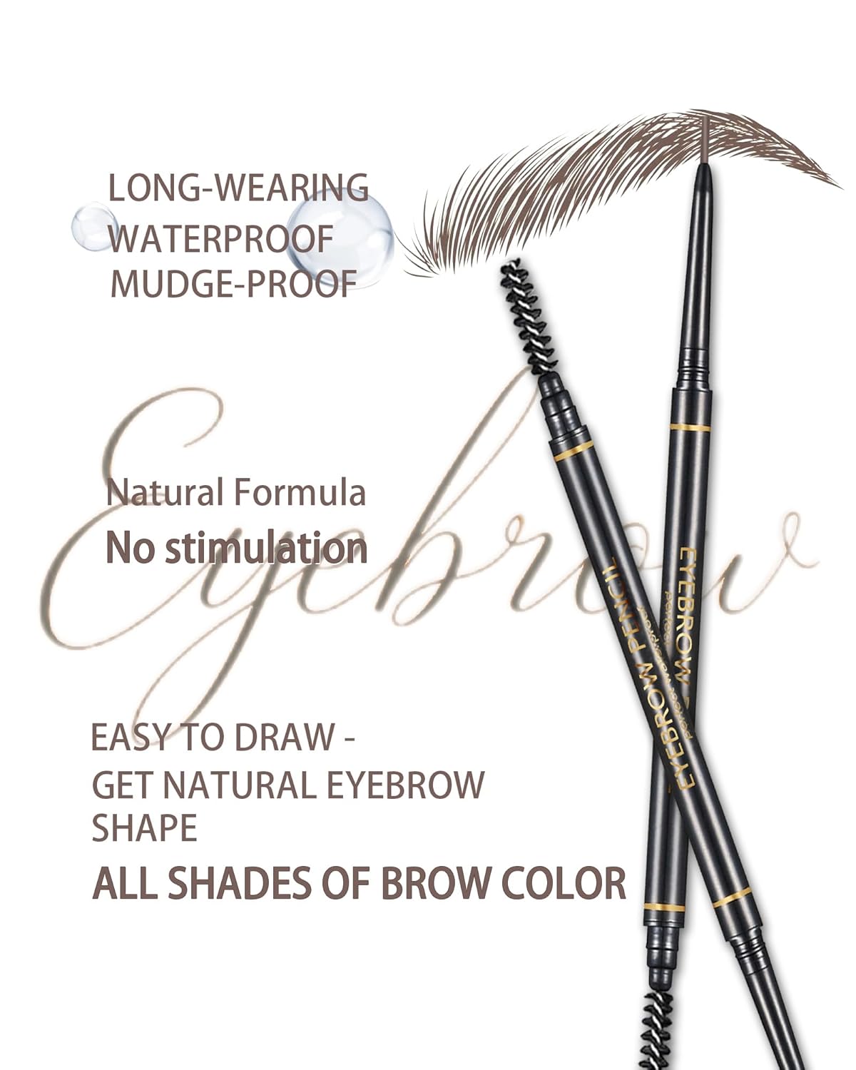 Dark Brown Eyebrow Pencils for Women, 12Pcs Ultra Slim Eyebrow Pencil with 2 Brow Razors Kit, Double Head 1.5mm Micro-Fine Tip & Spiral Brush, Can Draw Fine and Long-Lasting Brows Makeup