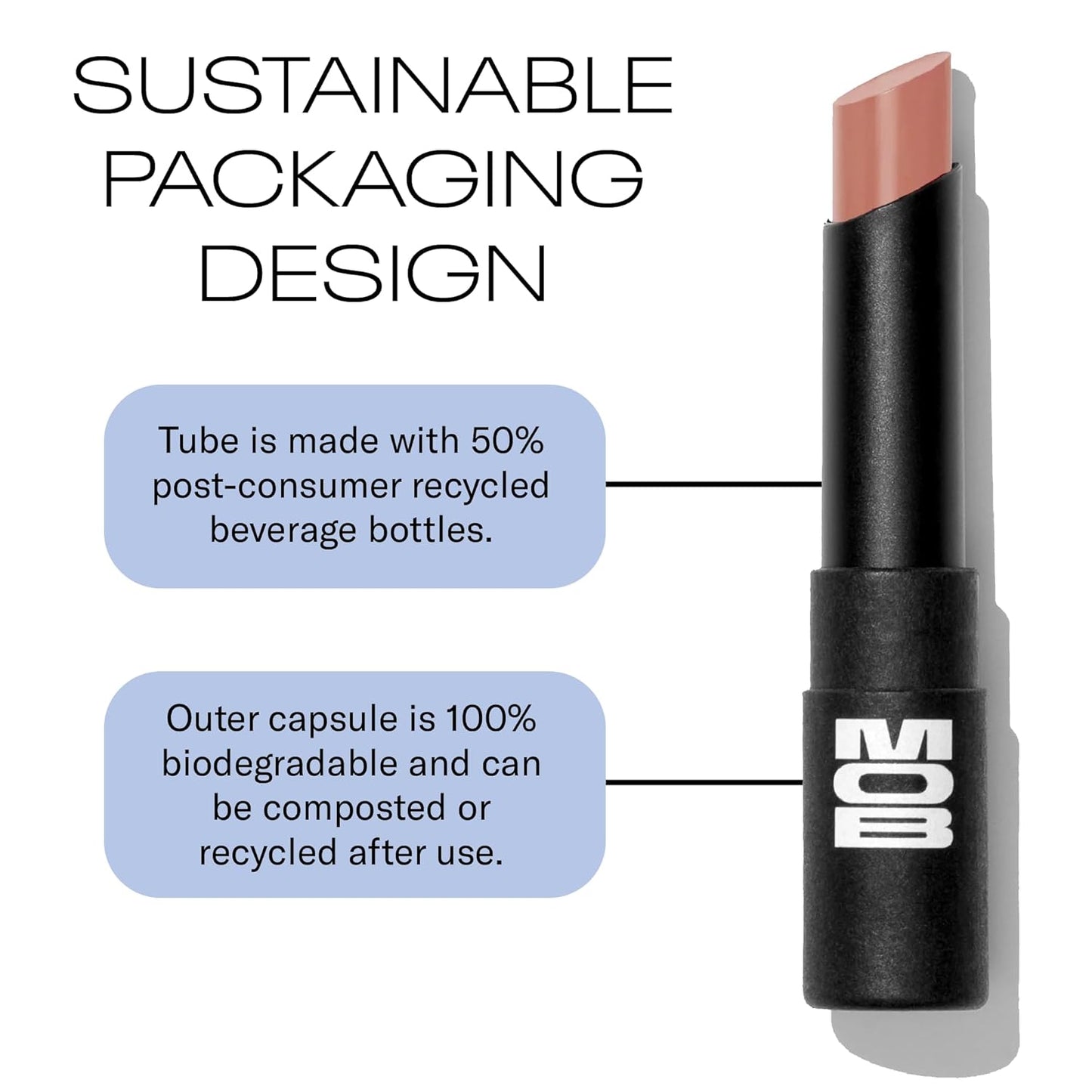 MOB Beauty Hydrating Shine Lip Balm M139 Cool Nude – Tinted Lip Balm Stick with Jojoba & Sunflower Oils, Clean Vegan Organic Lip Care for Nourished, Glossy Lips
