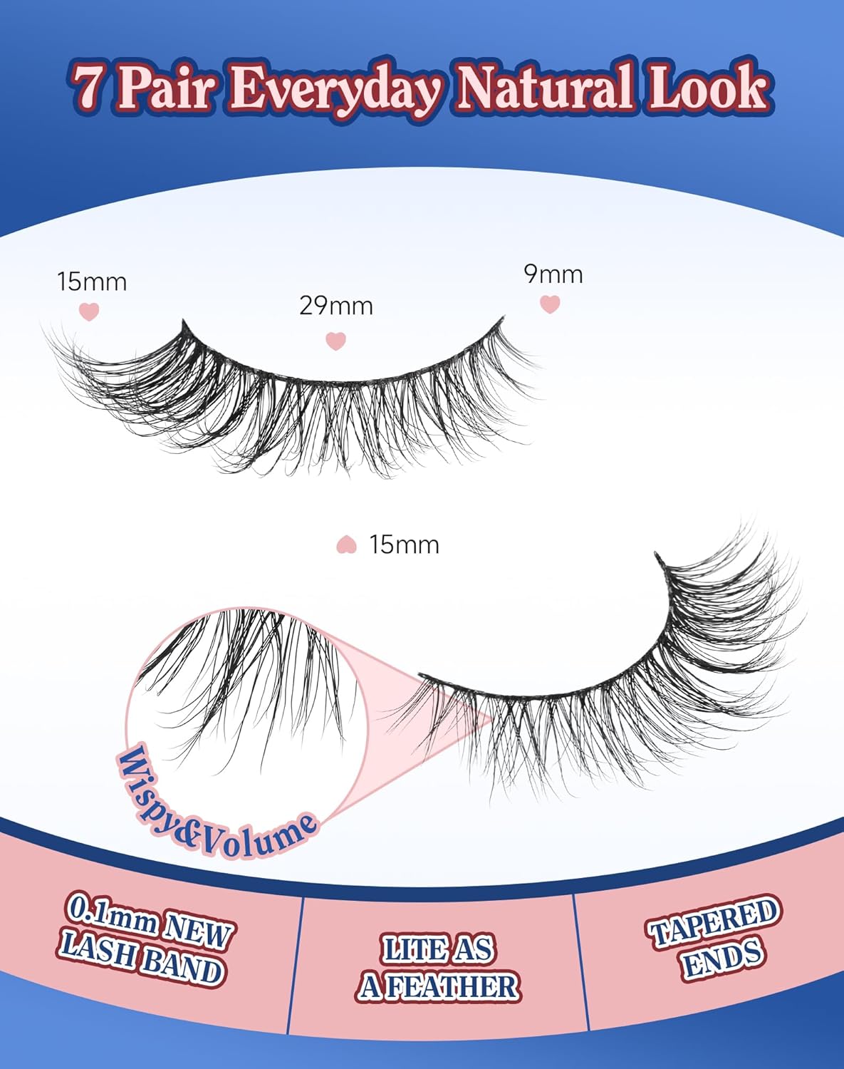Natural Lashes Wispy Everyday Natural Look Flared Eyelashes Fairy False Cateye Lash Soft False Eyelashes Fluffy 7 Pairs D77