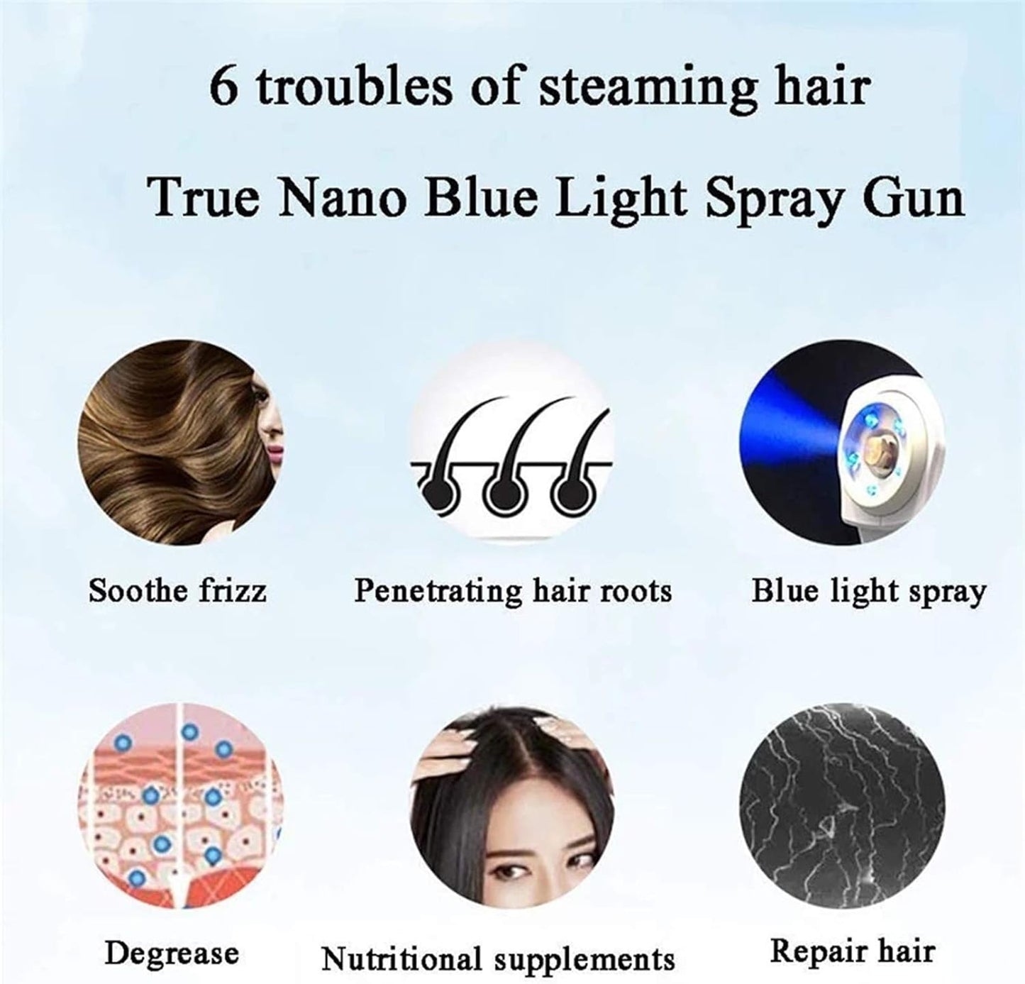 XSWL Portable Nano Steam Gun Hair Care Hydration Sprayer Hot Dyeing Care Blue Micro Mist Machine Spray Gun Hair Steamer Trigger