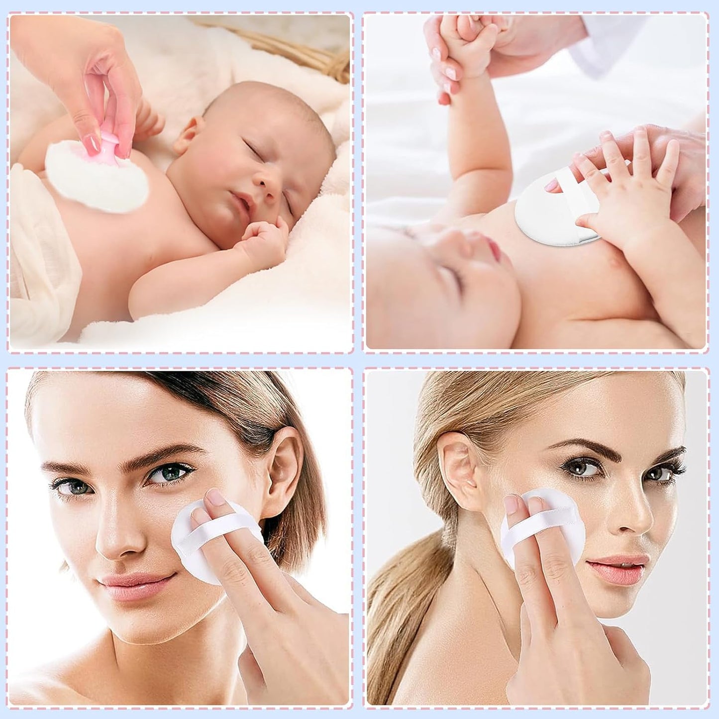 SHIMIDO Body Powder Puff and Container, 3.15" Portable Empty Body Powder Container for Baby Women's Loose Dusting Powder, Powder Case Box with Lids for Bath, Travel and Home Use (Big Flower)