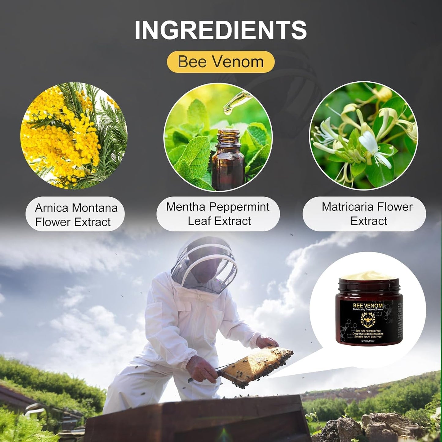 2 PCS Bee Venom Cream, 2025 New Bee Venom Skin Repair Cream for All Skin Types