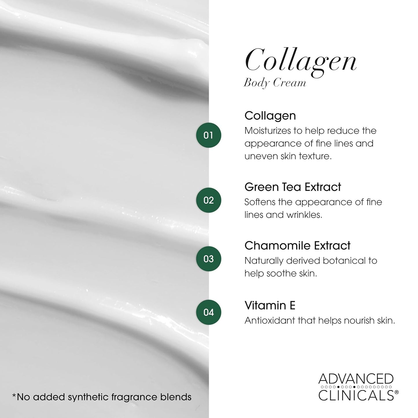 Advanced Clinicals Collagen Cream Body Lotion & Face Moisturizer W/Vitamin E | Skincare Collagen Lotion For Women, Men, Hand, & Neck Improves Look Of Crepe Skin & Uneven Dry Skin, 16Oz + Travel Size