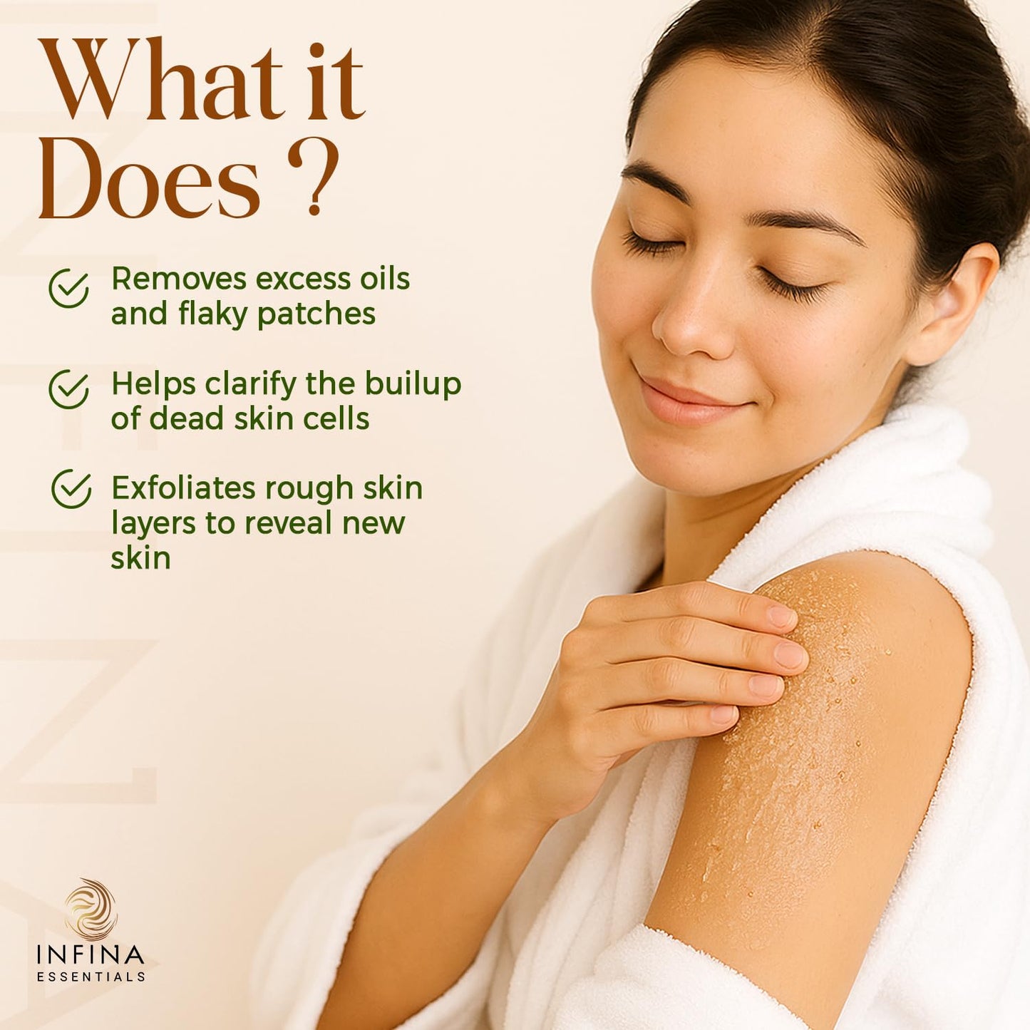 Scalp and Body Scrub – Exfoliating Sugar Cleanser with Coconut Oil, Menthol & Aloe – Dual-Use Polisher for Dry Skin & Flaky Scalp – Soothing, Cooling & Hydrating - INFINA ESSENTIALS | 8.45 fl oz