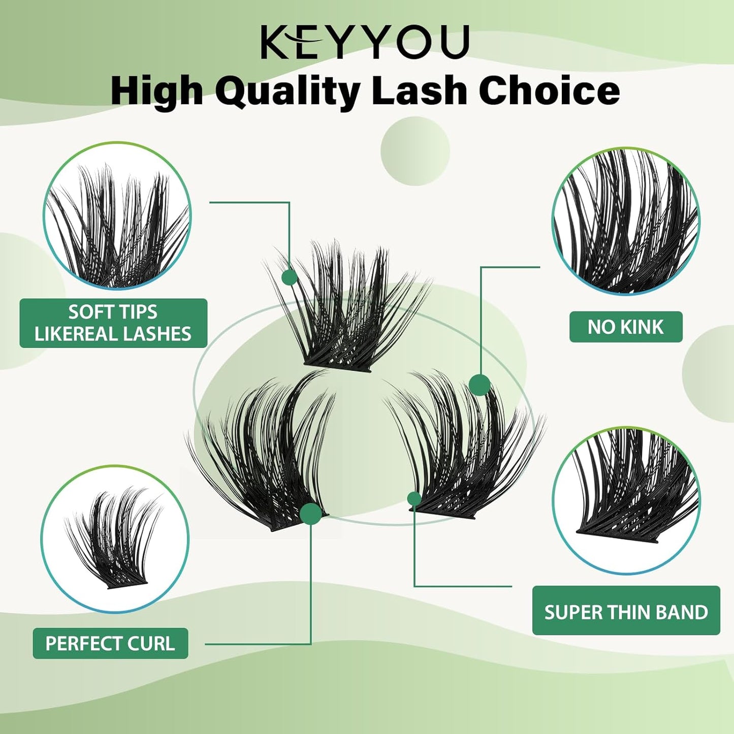 Lash Clusters 96pcs Individual Lashes Y22 D Curl 12mm Eyelash Clusters KEYYOU Volume Wispy Lash Extension Soft&Comfortable Easy DIY at Home(Y22,D-12mm)