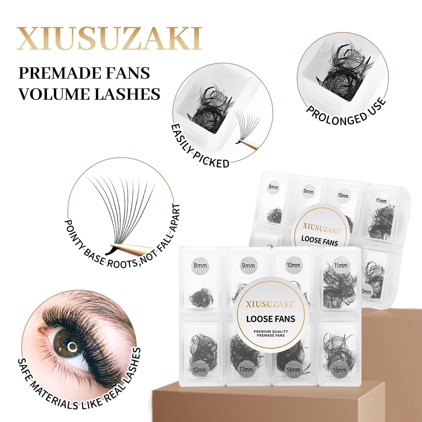 Premade Fans Eyelash Extensions 600 Fans 12D Volume Lash Extensions 0.03 Thickness Eyelash Extension C Curl Premade Lash Fans Mix 8-15mm Fluffy Soft Handmade Loose Fan(600Fans-12D-0.03-C,8-15mm)