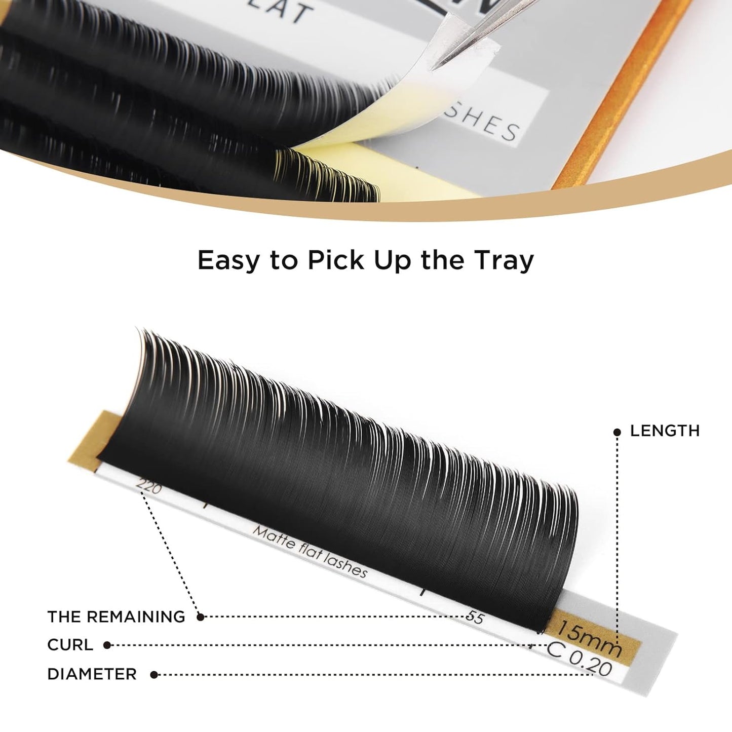 LASHVIEW Eyelash Extensions,Ellipse Flat Eyelash Extensions 0.20mm C Curl 8-15mm Mixed Tray,Mink Black,Individual Lashes,Super Matte Extremely Soft Professional Salon Use