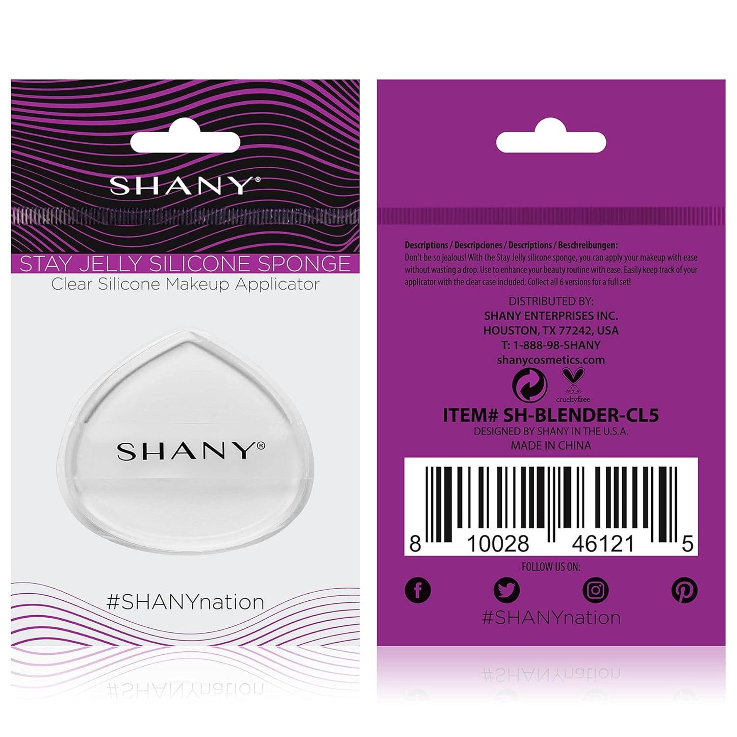 SHANY Stay Jelly Silicone Sponge - Clear & Non-Absorbent Makeup Blending Sponge for Flawless Application with Foundation - CONE (Pack of 2)
