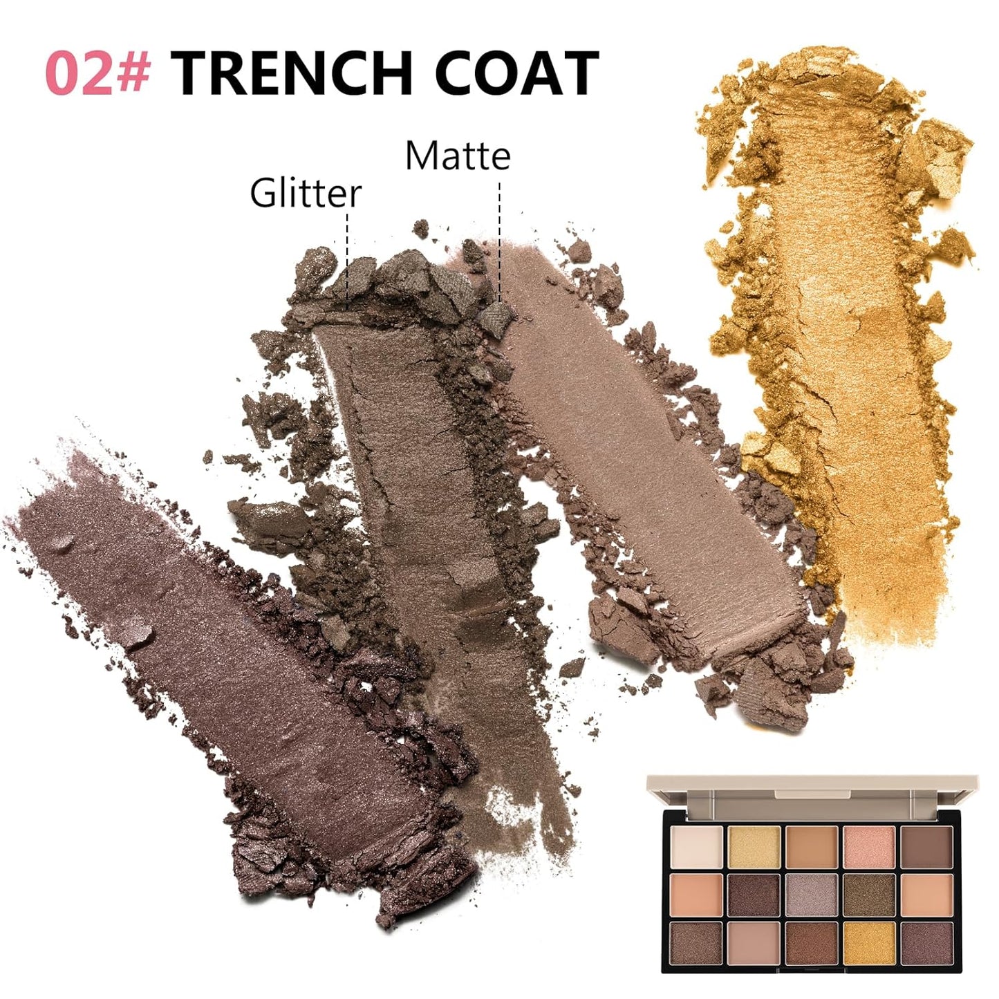 Boobeen 15 Colors Eyeshadow Palette, Highly Pigmented Matte and Shimmer Eye Shadow (with smudger), Soft Powder Eye Makeup Palette for Women and Girls, Create Flawless Glam Eye Looks