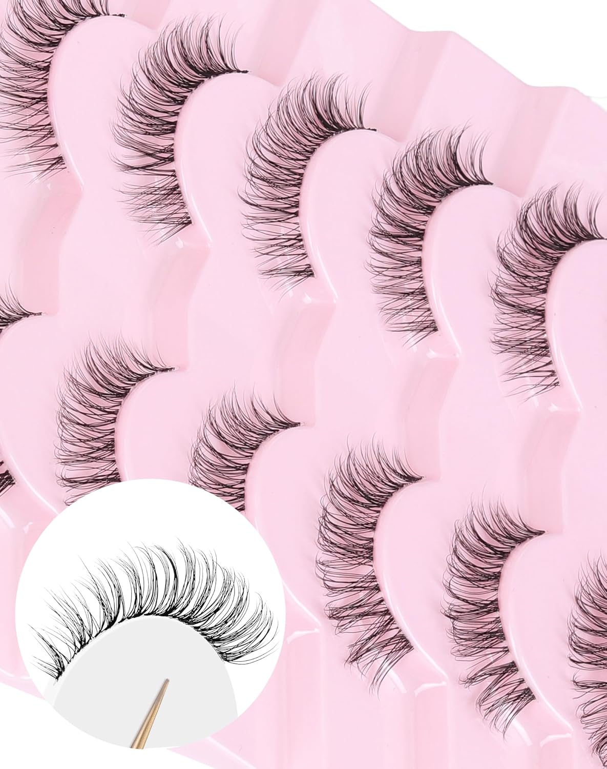 Natural Lashes Cat Eye False Eyelashes Wispy Eye Lashes Wispies Eyelashes C Curl Fake Eyelashes Natural Look Clear Band Lashes