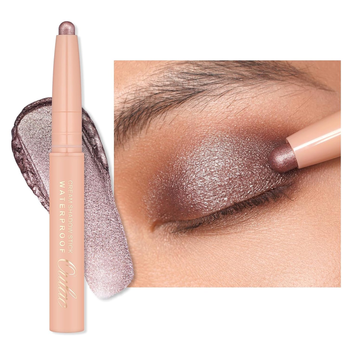 Oulac Waterproof Eye Shadow Stick Smooth and Long Lasting, Shimmering Glitter Finish, Blendable Eyes Makeup, Vegan & Cruelty-Free 3.8g, 17 Hollywood Dream