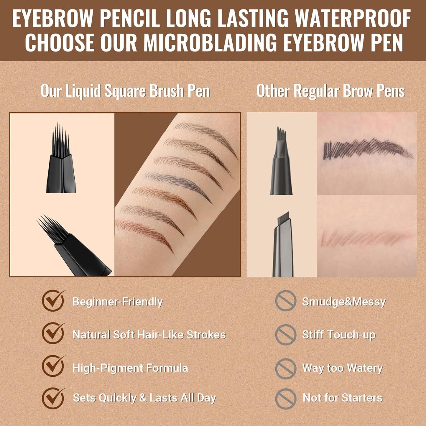 iMethod Eyebrow Pen - Eyebrow Pencil,2-in-1 Eyeliner Dual-Ended Microblading Eyebrow Pencil Long Lasting Waterproof Hair-Like Brow Pencil,with Eyebrow Brush,Eyebrow Pencils for Women,BlackBrown