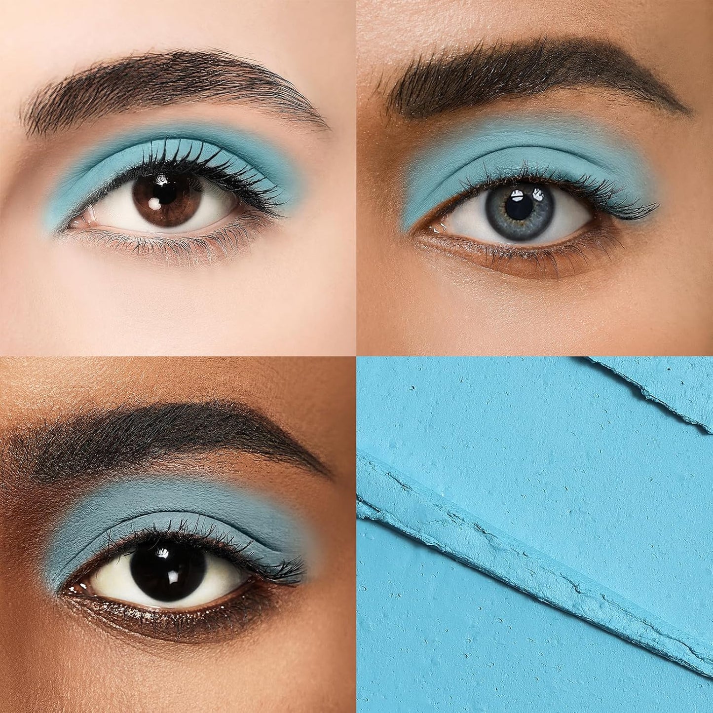 Longwear Cream Eye Shadow Sticks(45 Matte Ocean Blue), Smudge-Proof, Waterproof Eyeshadow,Silky Formula Glitter With Makeup Brush,Blue Eyeshadow Stick