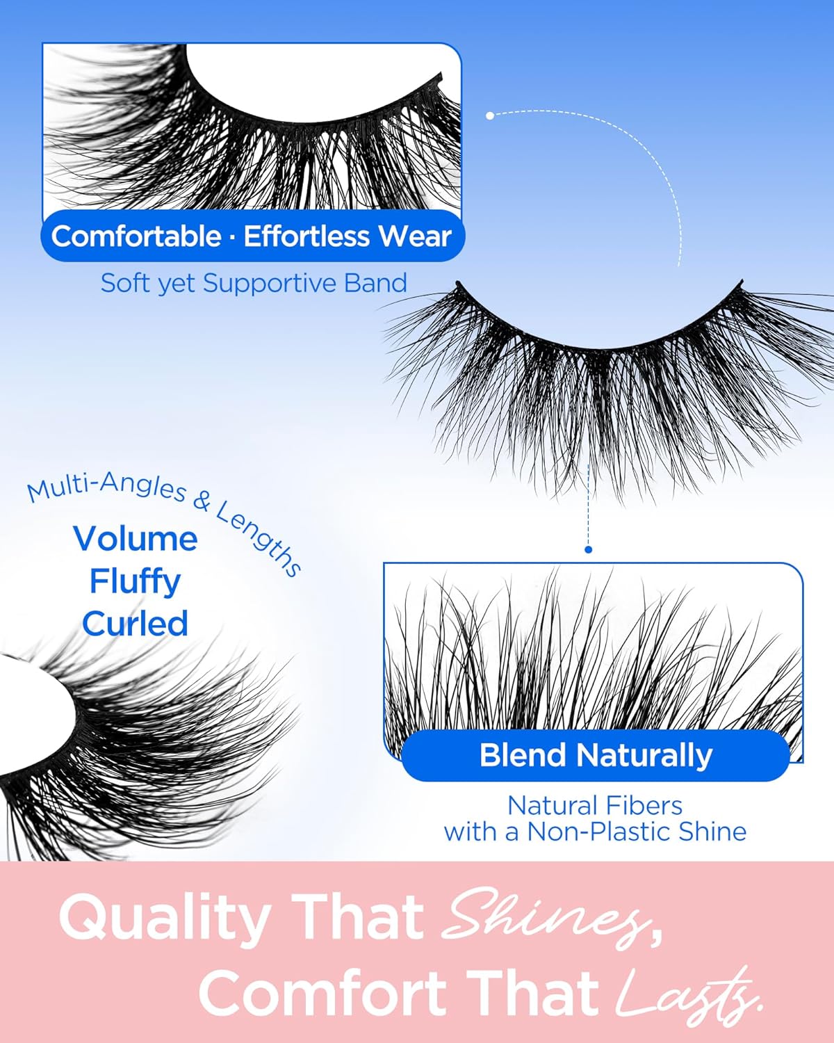 BEYELIAN 14 Pairs False Eyelashes Fluffy D Curl 10-18MM Long Wispy Lashes Pack, Soft and Lightweight 3D Volume Faux Mink Lashes, Reusable, Easy to Apply (14P-HSCS-12)