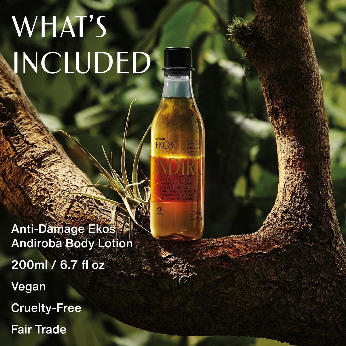 natura - Ekos Andiroba Triple Phase Shower Oil - Restorative In-Shower or Bath Body Oil - Anti-Damage - Scented - Bath Oil - Skin Moisturizer - Vegan Skin Care - Brazilian Beauty - 6.7 fl oz (200ml)