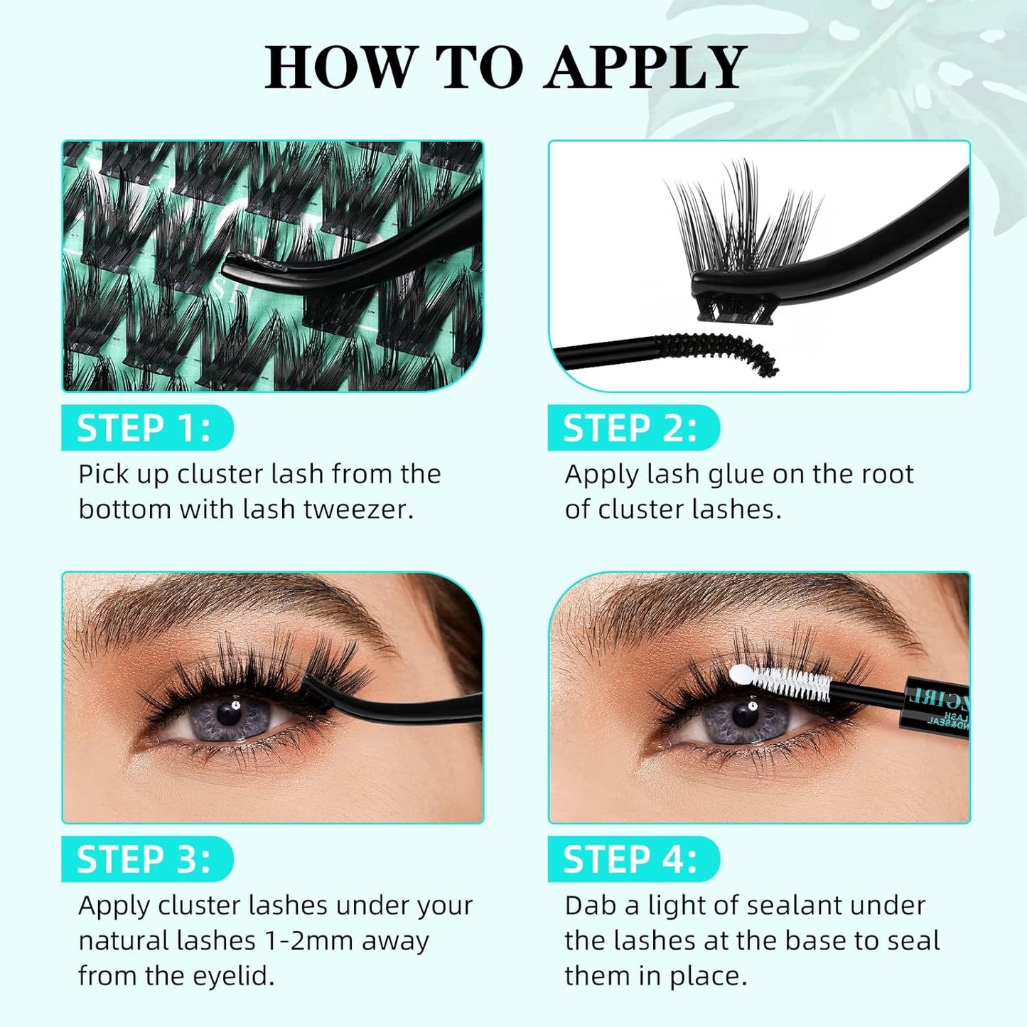 Lash Clusters Kit 168pcs Lash Extension Kit Cluster Lashes Natural Look with Lash Bond and Seal Waterproof, Lash Tweezer with Wet Look Ultra-Thin Band Lashes(Orchid-Kit,D-10-18mm)