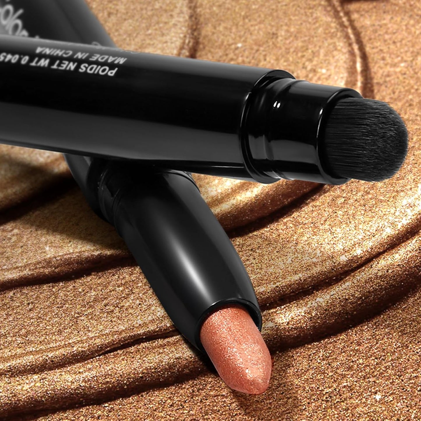 longwear cream eye shadow sticks(02 Rose Gold Shimmer),Smudge-Proof,Waterproof Eyeshadow,Silky Formula Glitter With Makeup Brush,Rose Gold Sheer Shimmer