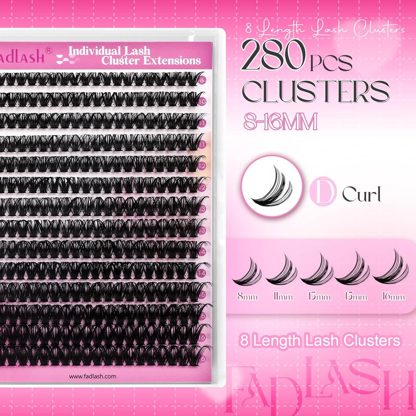 Cluster Lashes D Curl Lash Clusters ? Pcs Lash Extension Clusters Individual Lashes Soft DIY Eyelash Extensions Mixed Tray Eyelash Clusters Natural Look (50D-0.07D, 8-16mm)