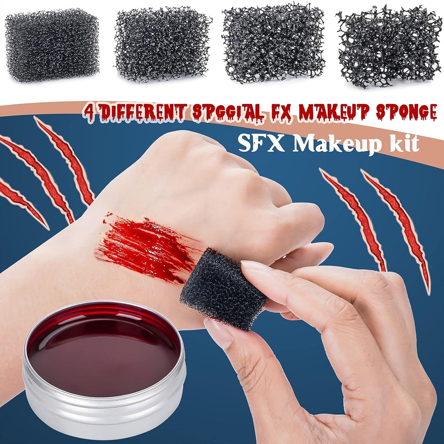 Scar Wax SFX Makeup Kit - Halloween Makeup Kit Fake Blood Makeup Special Effects Makeup Kit Skin Wax FX Makeup for Halloween Party Stage Festival