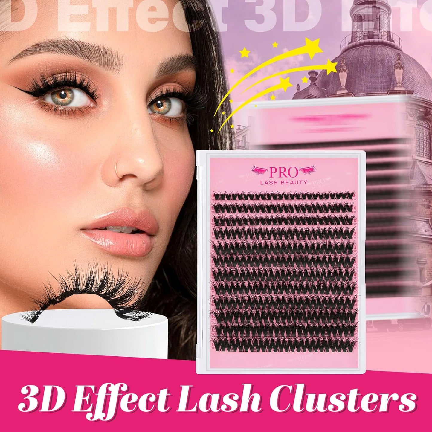 PRO LASHBEAUTY Lash Clusters, Eyelash Clusters 8-18 Mixed Cluster Eyelash Extensions Mixed Lash Extension Reusable Soft & Comfortable (Sunrise,8-16mix)