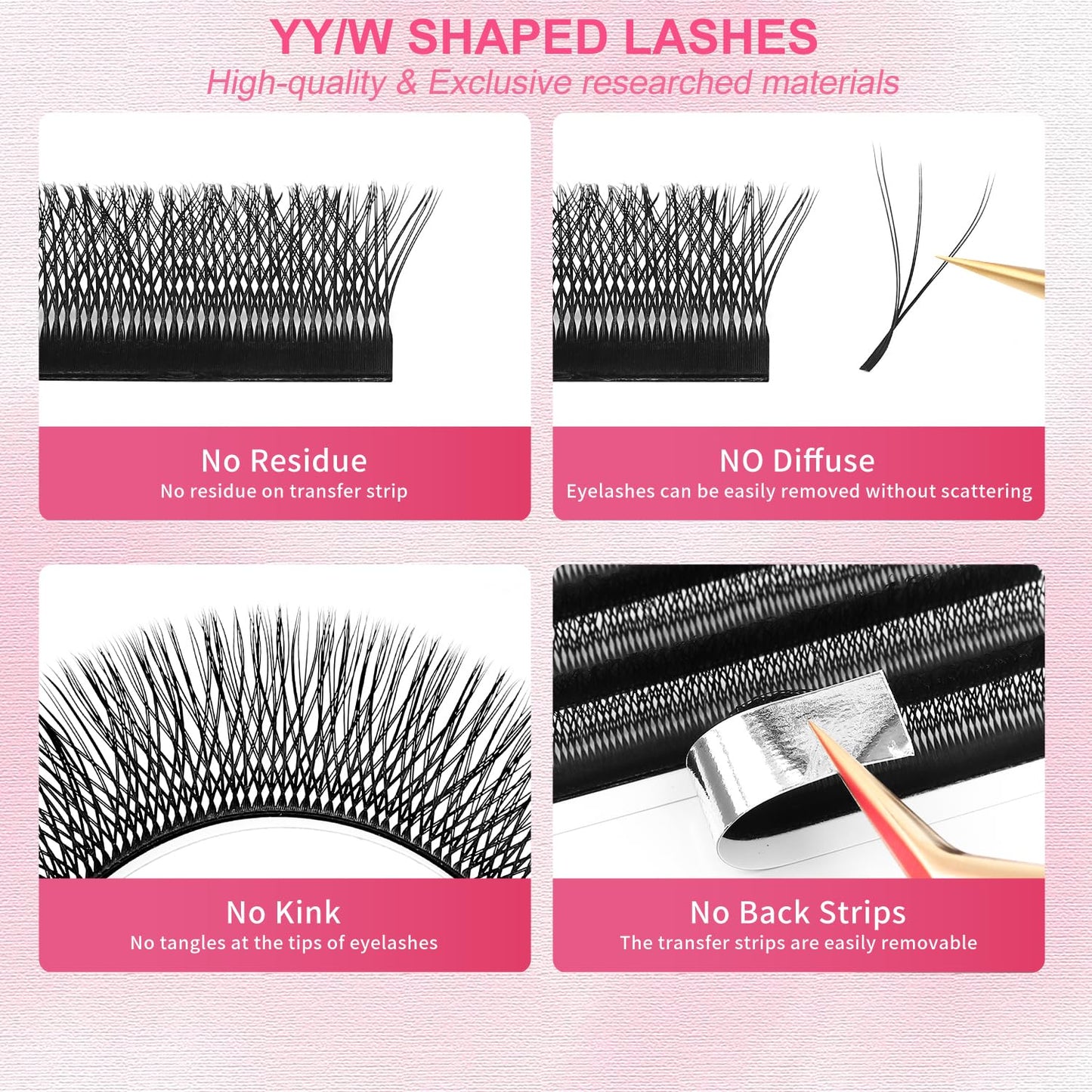Lash Extensions Double Tips 3D Eyelash Extensions W Shape 0.07mm Thickness C Curl 13mm Premade Fans Easy Fan Volume Matte Black Crisscross Eyelashes(W-3D-Double Tips-0.07-C,13mm)