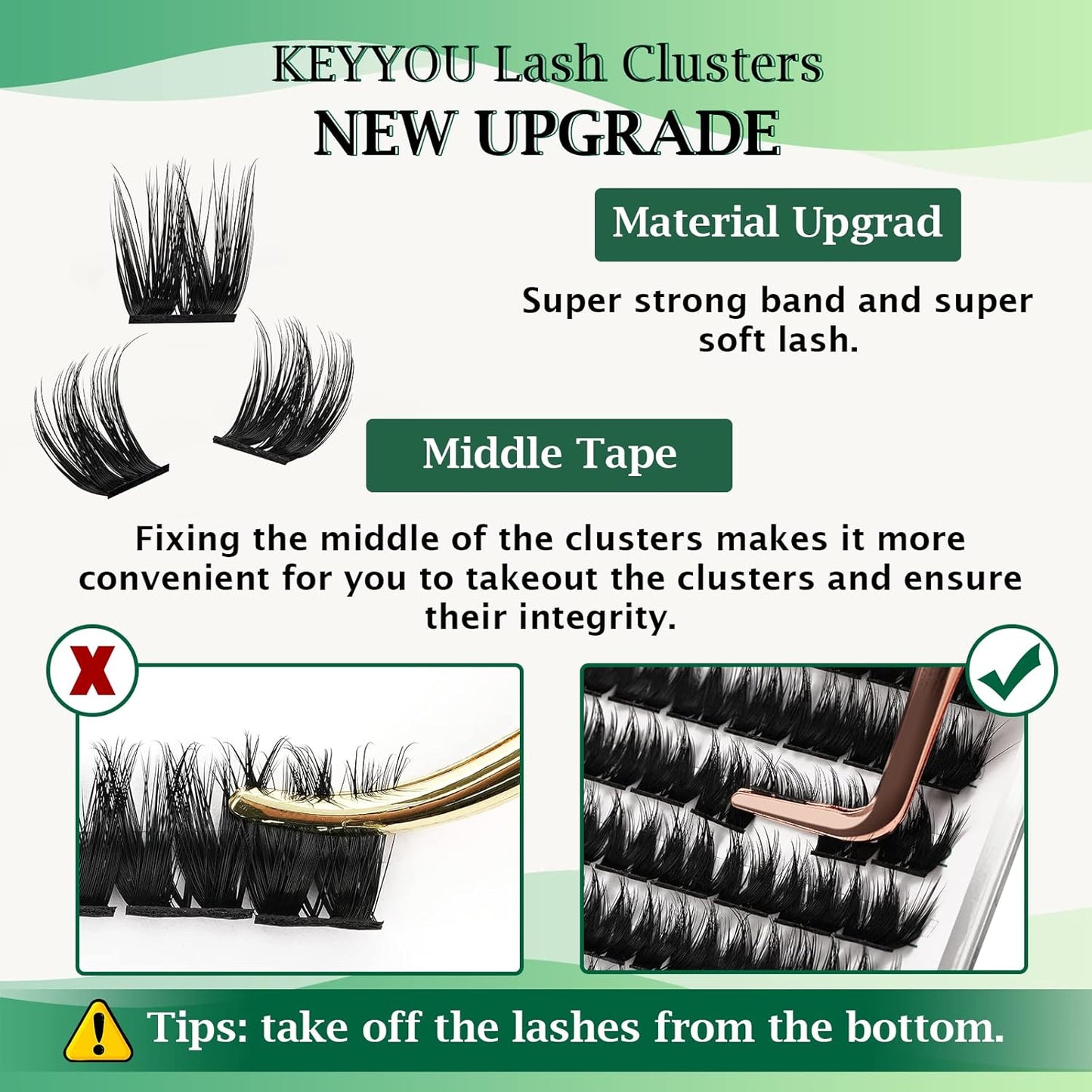 KEYYOU Volume Wispy Lash Extension 96pcs Individual Lashes D Curl 14mm Soft&Comfortable Easy DIY at Home