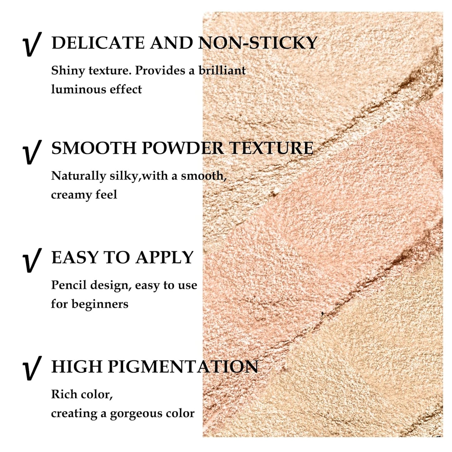 Boobeen 3PCS Cream Eyeshadow Pencil Crayon Waterproof Brightener Stick Shimmer Pen Create Glitter Eye Makeup, Easy to Use